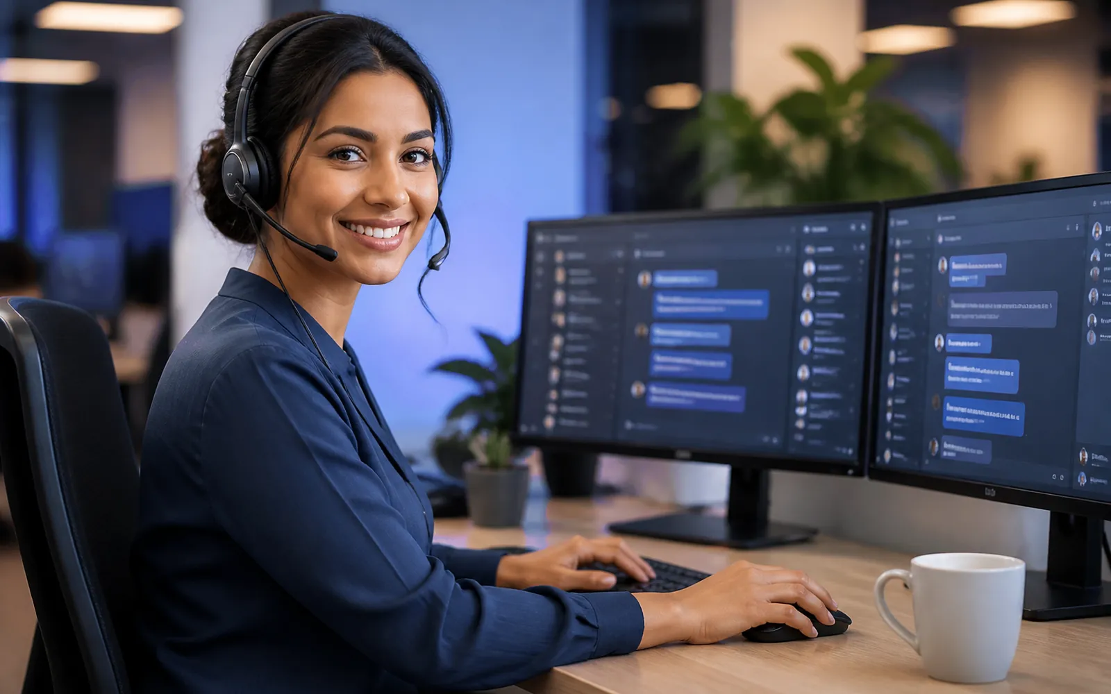 Support engineer helping a client on a call