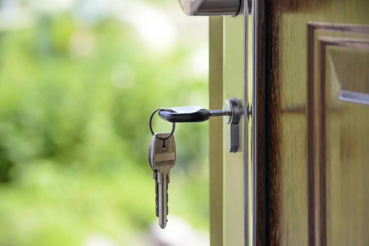 House key in a front door